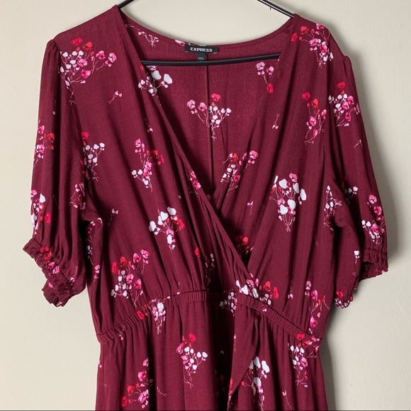 Express Dresses & Skirts - EXPRESS Floral Ruffle Surplice Wrap, Hi-Lo Maxi